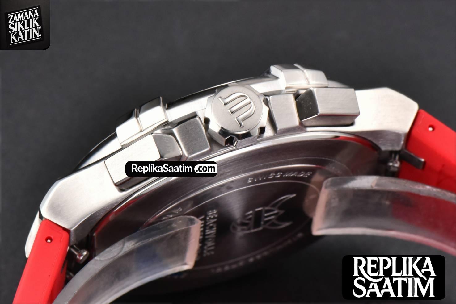 Aikno Chrono 44mm OF Red/Blue Dial Red Rubber Strap Swiss Quartz -13