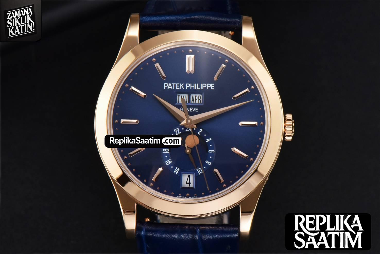 Annual Calendar 5396 Moonphase 38.5mm ZF RG Blue Stick Dial Blue Leather Strap MY9015 -01