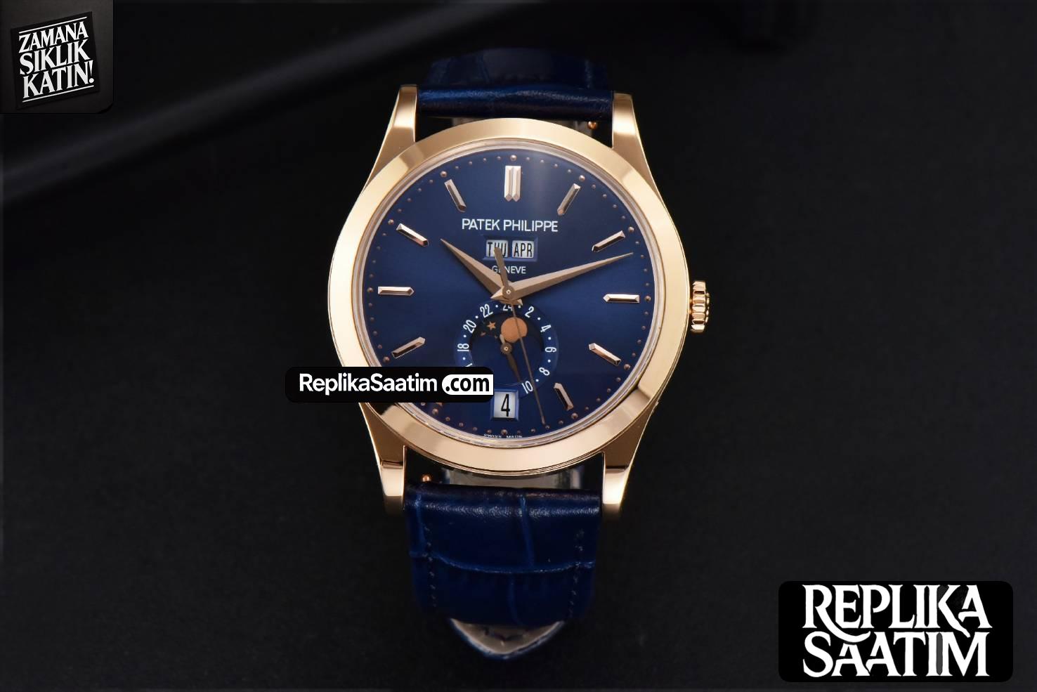 Annual Calendar 5396 Moonphase 38.5mm ZF RG Blue Stick Dial Blue Leather Strap MY9015 -02