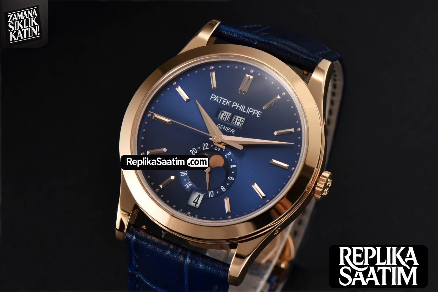 Annual Calendar 5396 Moonphase 38.5mm ZF RG Blue Stick Dial Blue Leather Strap MY9015 -03
