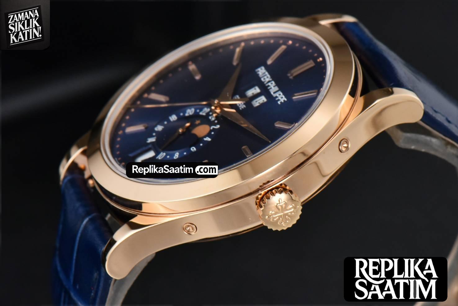 Annual Calendar 5396 Moonphase 38.5mm ZF RG Blue Stick Dial Blue Leather Strap MY9015 -09