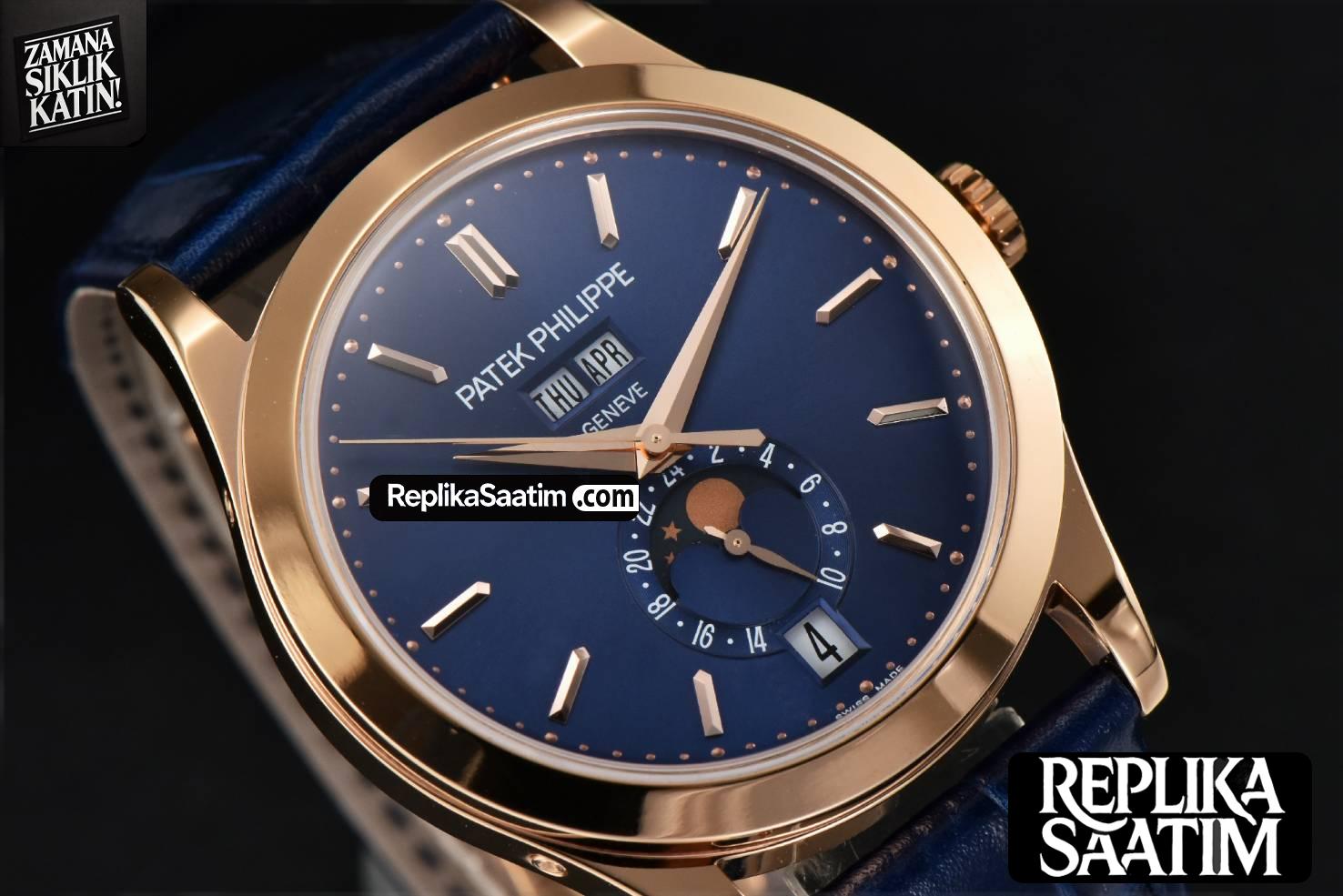 Annual Calendar 5396 Moonphase 38.5mm ZF RG Blue Stick Dial Blue Leather Strap MY9015 -10