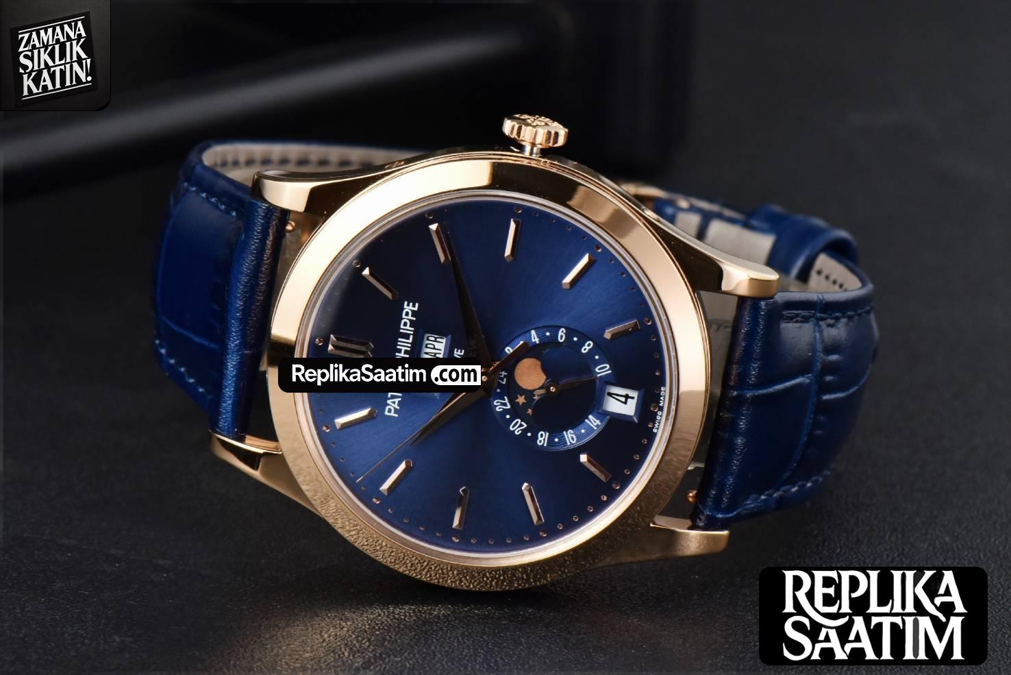 Annual Calendar 5396 Moonphase 38.5mm ZF RG Blue Stick Dial Blue Leather Strap MY9015 -11
