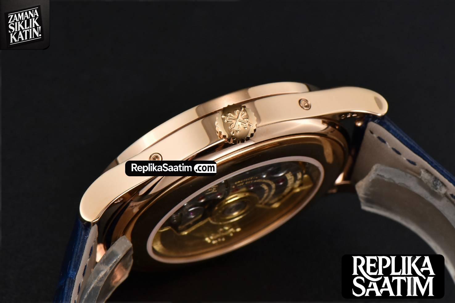 Annual Calendar 5396 Moonphase 38.5mm ZF RG Blue Stick Dial Blue Leather Strap MY9015 -12