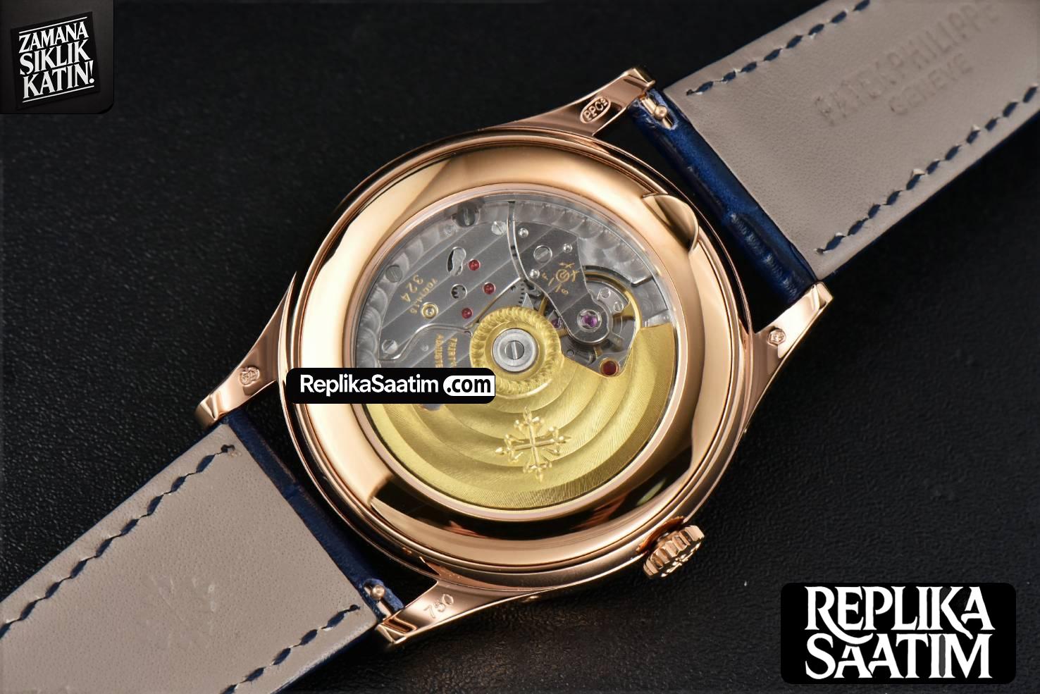 Annual Calendar 5396 Moonphase 38.5mm ZF RG Blue Stick Dial Blue Leather Strap MY9015 -14