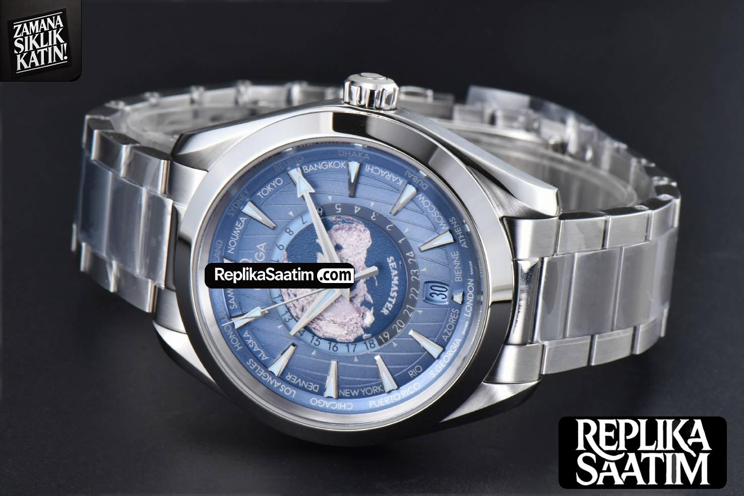 Aqua Terra 150m GMT Worldtimer 43mm VSF Ice Blue Dial SS Bracelet A8938 -11
