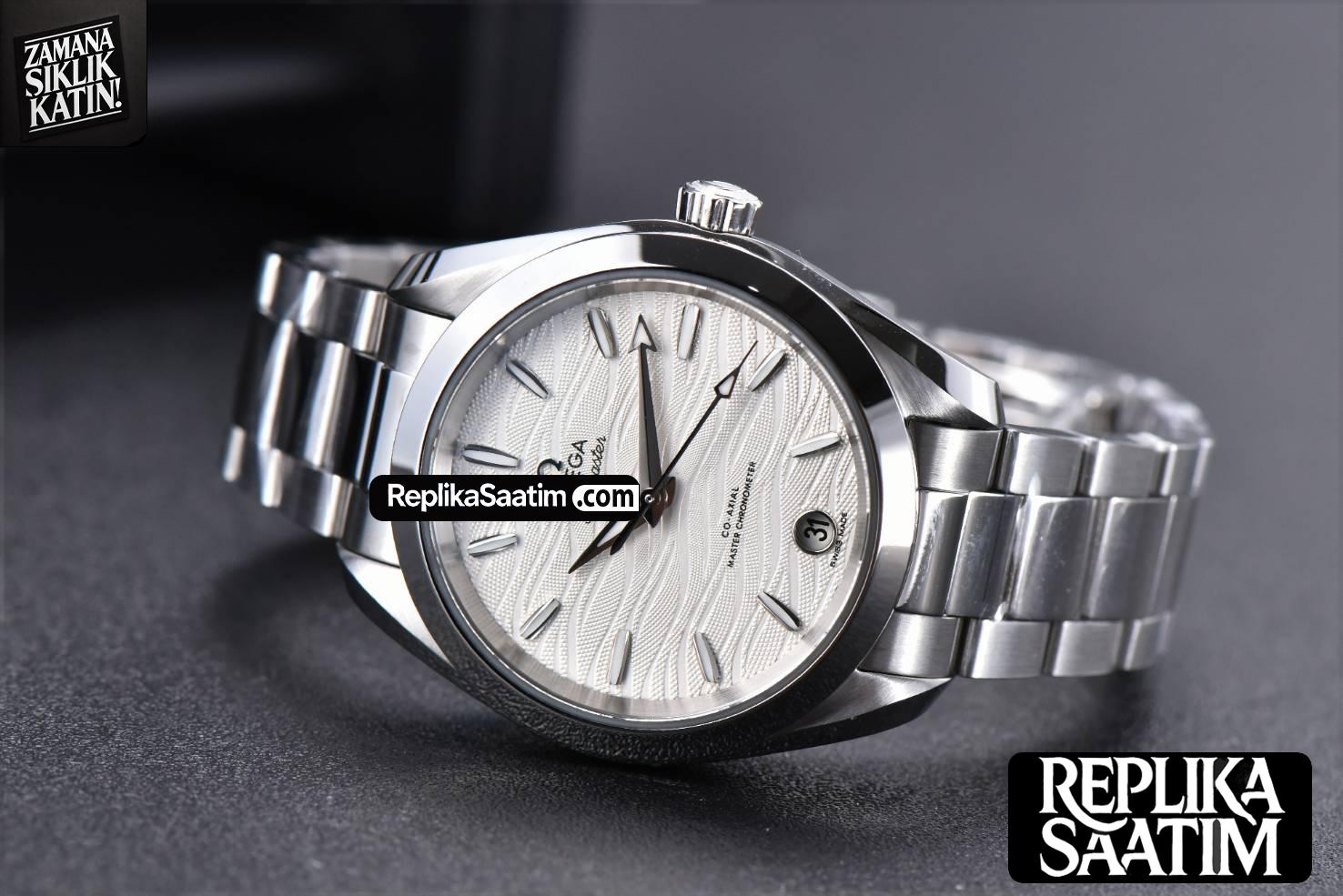 Aqua Terra 150M Ladies VSF 34MM White Wave Dial Silver Marker SS Bracelet A8800 -11