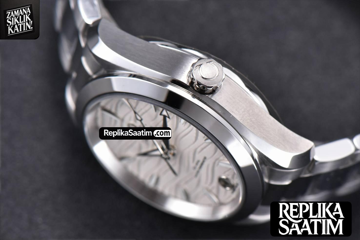 Aqua Terra 150M Ladies VSF 34MM White Wave Dial Silver Marker SS Bracelet A8800 -12
