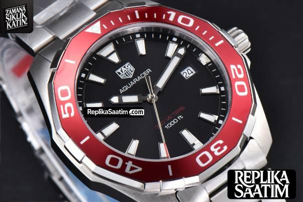 Aquaracer 300M 41mm OF Red Bezel Black Dial SS Bracelet SW200 -09
