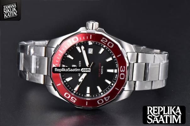 Aquaracer 300M 41mm OF Red Bezel Black Dial SS Bracelet SW200 -10