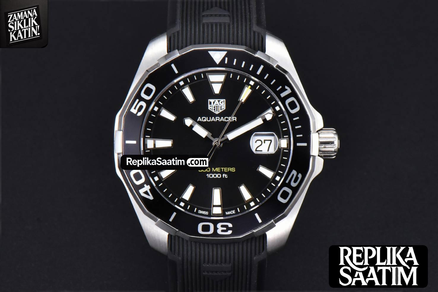 Aquaracer 300M OF 43MM Black Dial Rubber Strap Quartz -01