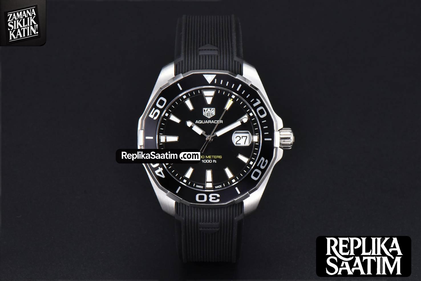 Aquaracer 300M OF 43MM Black Dial Rubber Strap Quartz -02