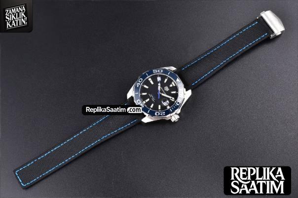 Aquaracer Caliber 5 43mm OF Black Dial Blue Hand Black Nylon Strap SW200 -30