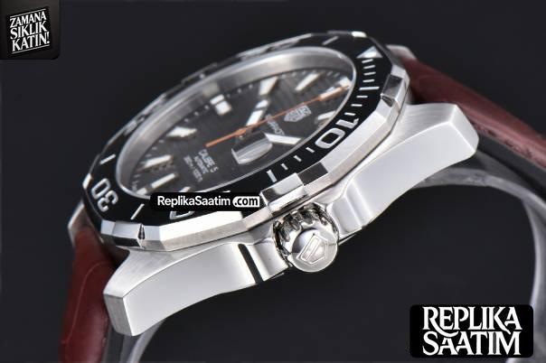 Aquaracer Caliber 5 43mm OF Black Dial Brown Hand Brown Leather Strap SW200 -10