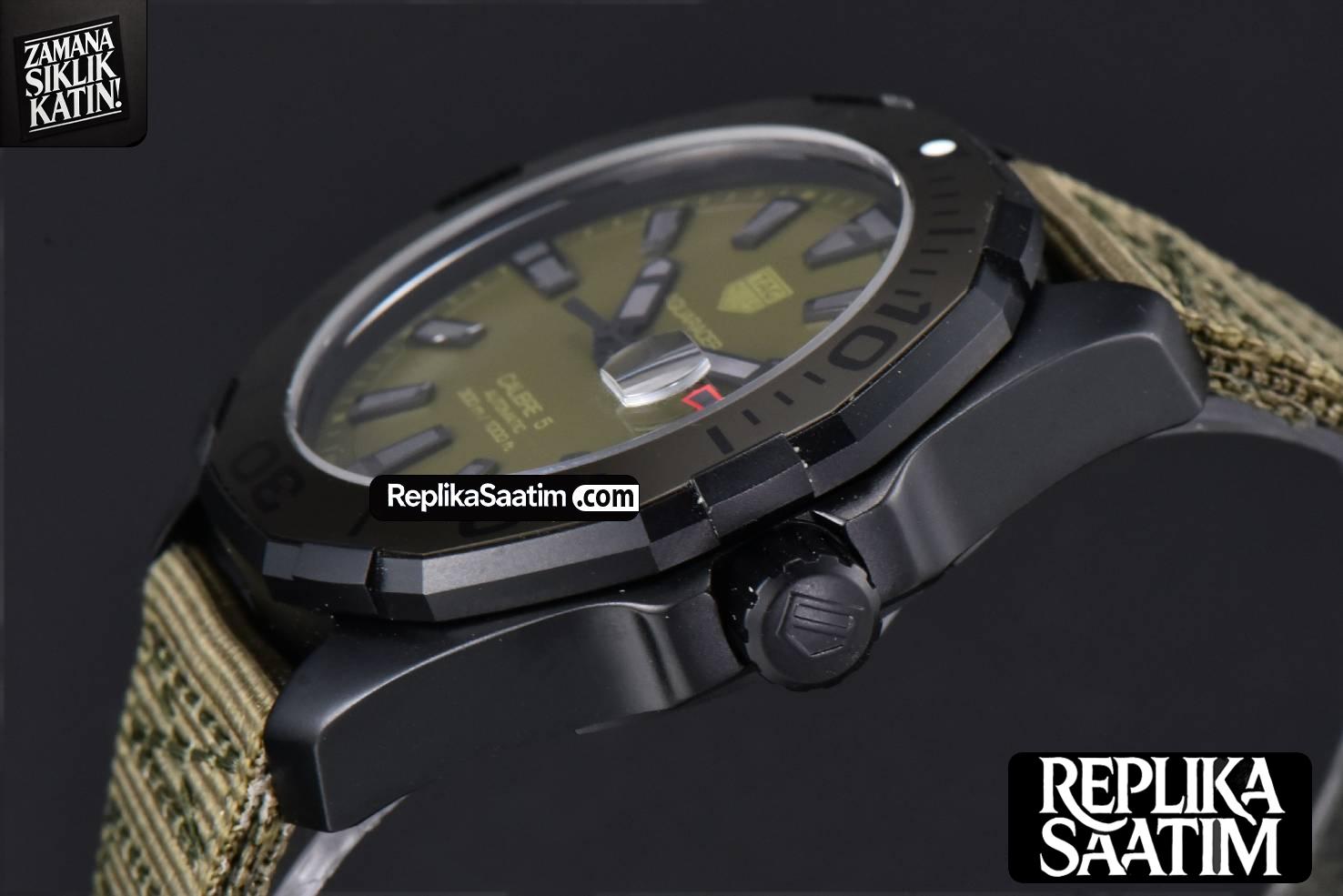 Aquaracer Calibre 5 OF 43MM Olive Dial Ti Bezel Nylon Strap Swiss SW200 -10