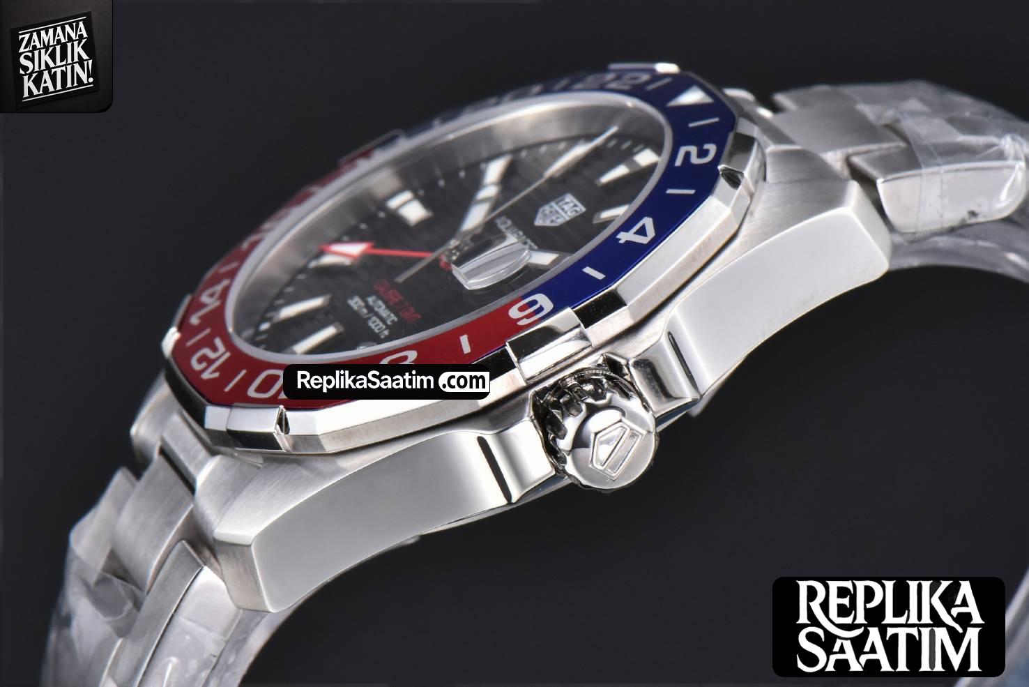Aquaracer Calibre 7 GMT OF 43MM Blue/Red Bezel Black Dial Swiss SW200 -11