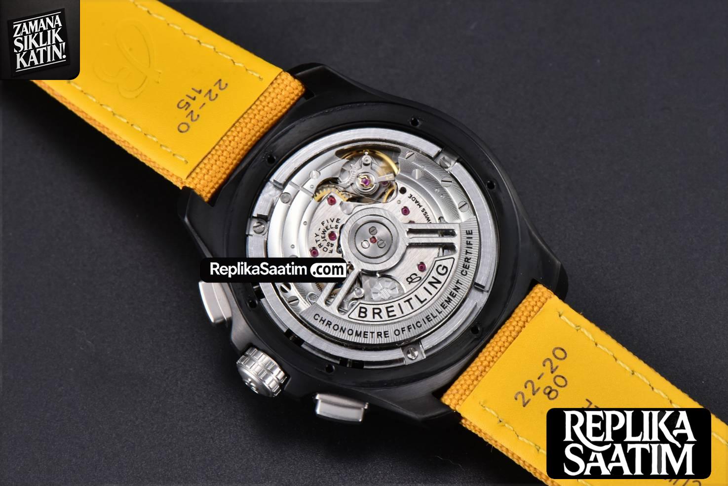 Avenger Chronograph 44mm BLSF Black PVD Orange/Black Dial Orange Nylon Strap A7750 -19