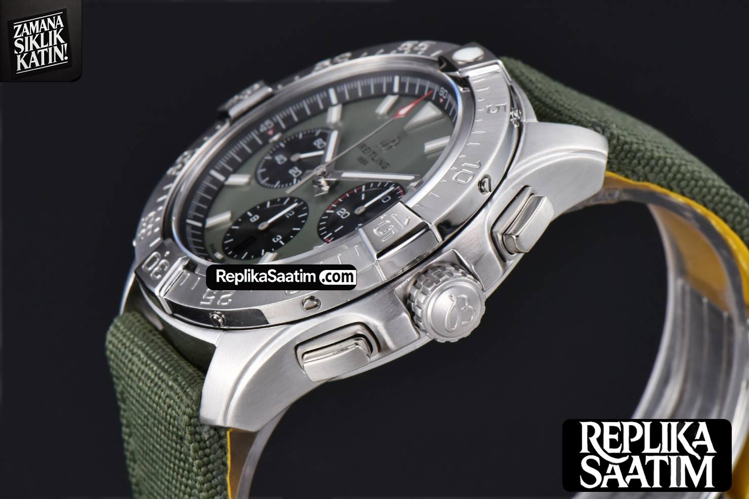 Avenger Chronograph 44mm BLSF SS  Green/Black Dial Green Nylon Strap A7750 -10
