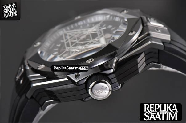 Big Bang Sang Bleu II 45mm ZF Black Ceramic Skeleton Dial Black Rubber Strap A1240 -09