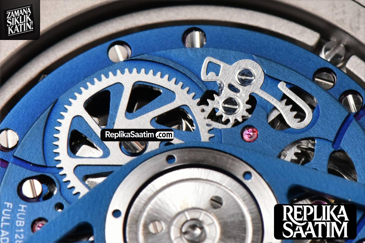 Big Bang Unico 45mm BBF Blue Ceramic Skeleton Dial Black Rubber Strap A1280 -24