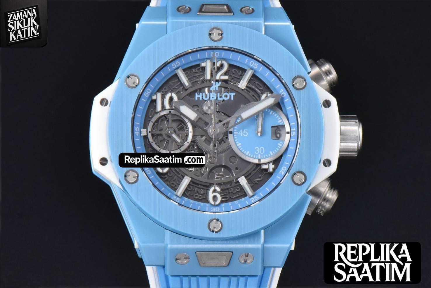 Big Bang Unico Blue Magic Ceramic 44mm BBF (ZF) Skeleton Dial Blue Rubber Strap A1280 -01
