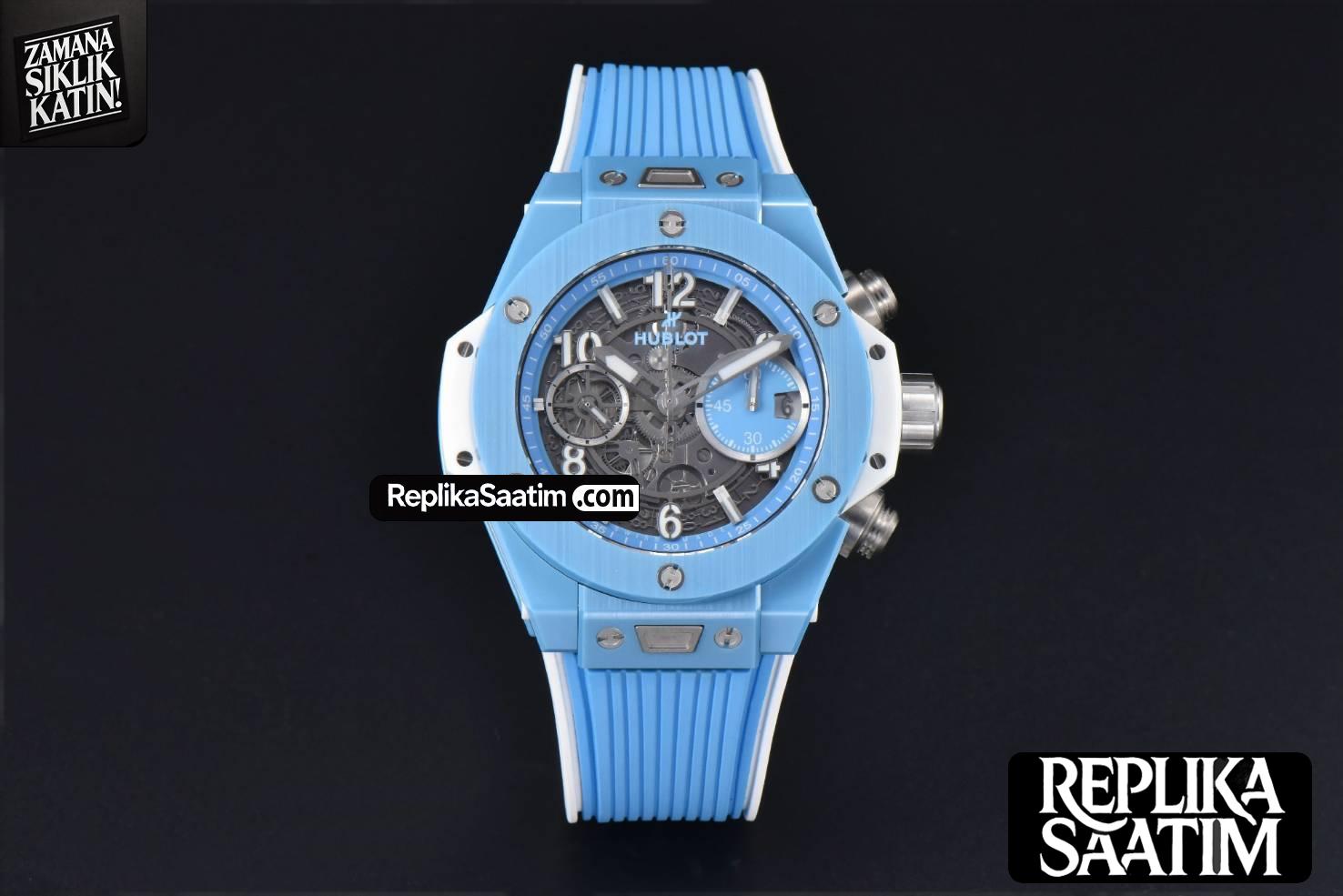 Big Bang Unico Blue Magic Ceramic 44mm BBF (ZF) Skeleton Dial Blue Rubber Strap A1280 -02
