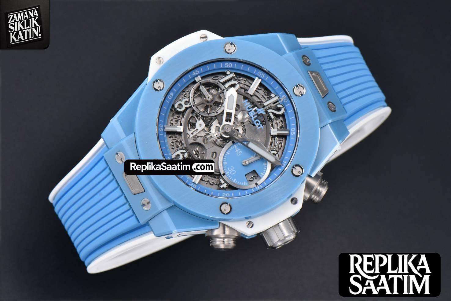 Big Bang Unico Blue Magic Ceramic 44mm BBF (ZF) Skeleton Dial Blue Rubber Strap A1280 -03