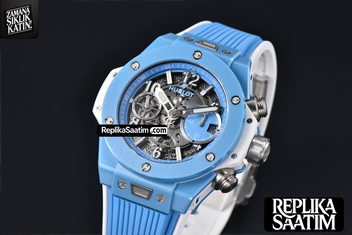 Big Bang Unico Blue Magic Ceramic 44mm BBF (ZF) Skeleton Dial Blue Rubber Strap A1280 -04