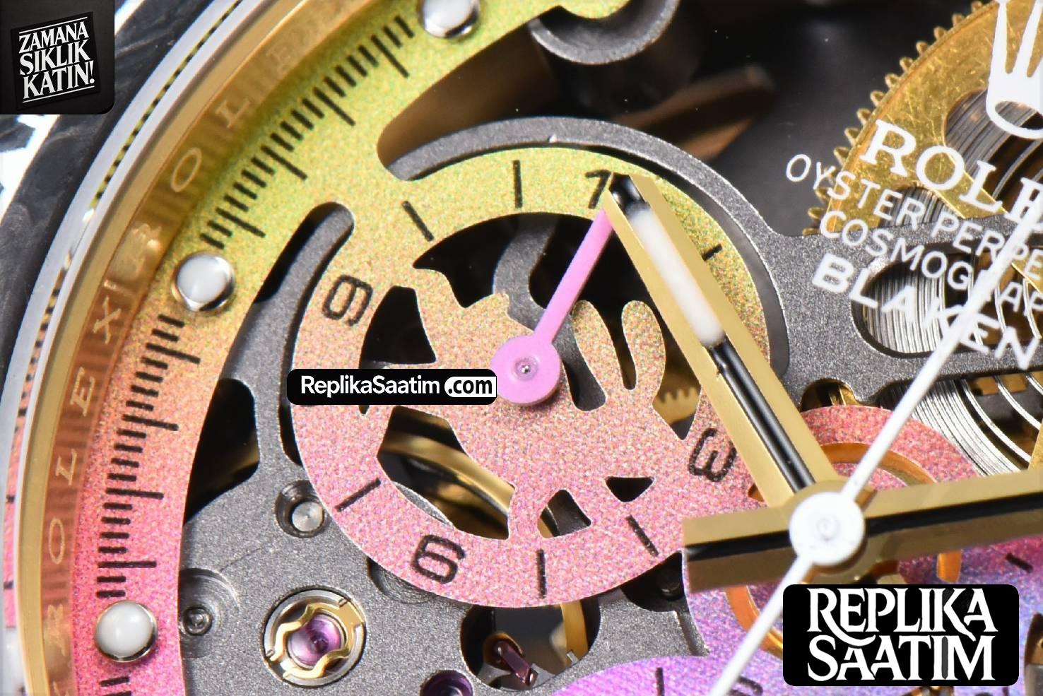 Blaken Daytona PVD RG Carbon 40MM GETF Skeleton Dial Pink Rubber Strap SA4130 -06