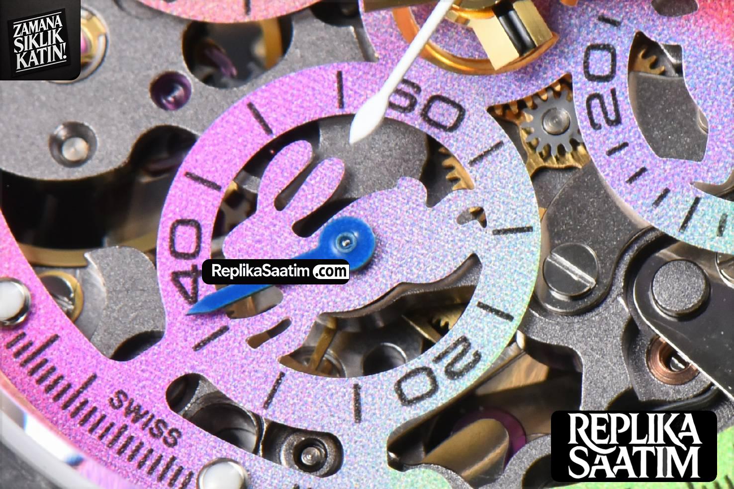 Blaken Daytona PVD RG Carbon 40MM GETF Skeleton Dial Pink Rubber Strap SA4130 -08