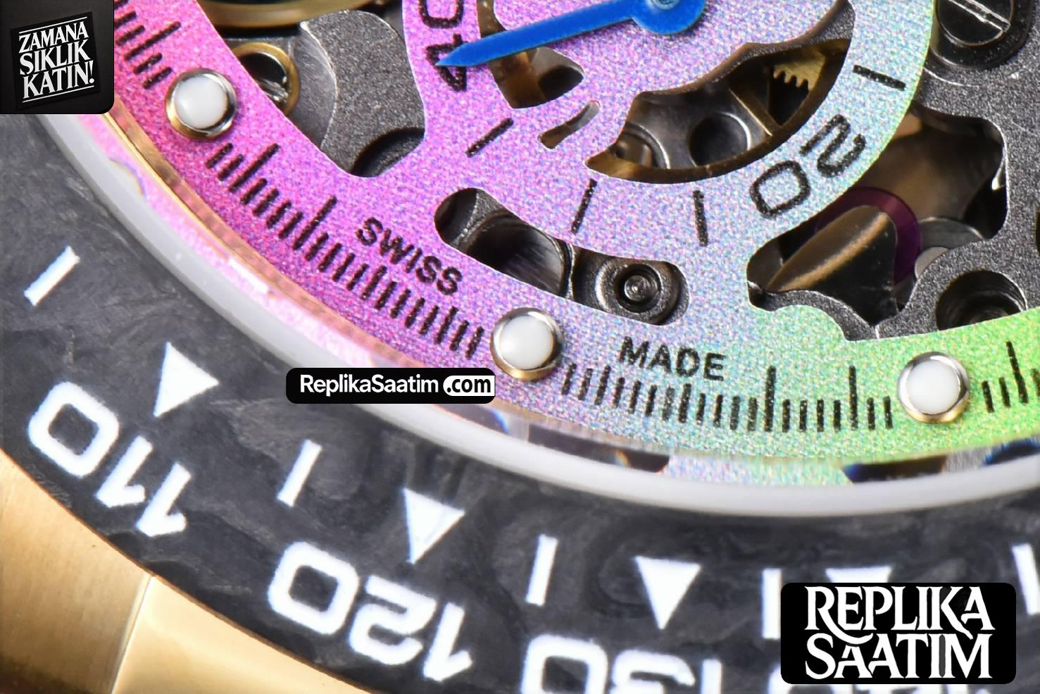 Blaken Daytona PVD RG Carbon 40MM GETF Skeleton Dial Pink Rubber Strap SA4130 -09