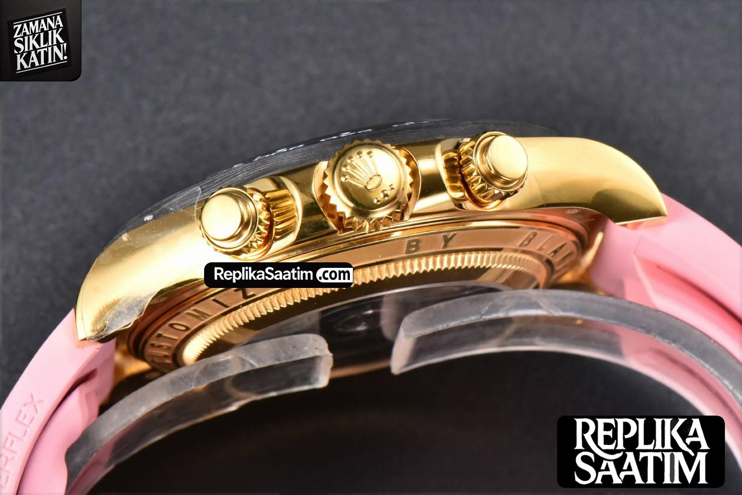Blaken Daytona PVD RG Carbon 40MM GETF Skeleton Dial Pink Rubber Strap SA4130 -16