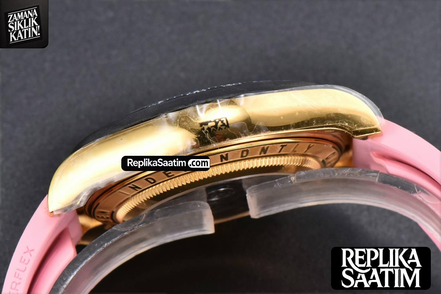 Blaken Daytona PVD RG Carbon 40MM GETF Skeleton Dial Pink Rubber Strap SA4130 -17