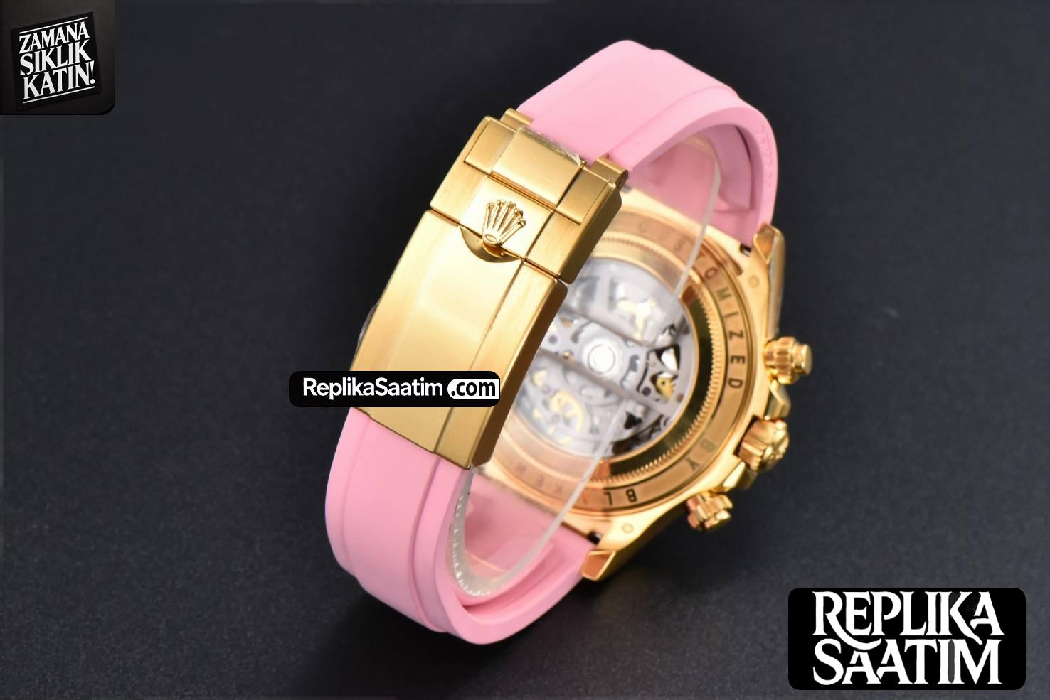 Blaken Daytona PVD RG Carbon 40MM GETF Skeleton Dial Pink Rubber Strap SA4130 -18