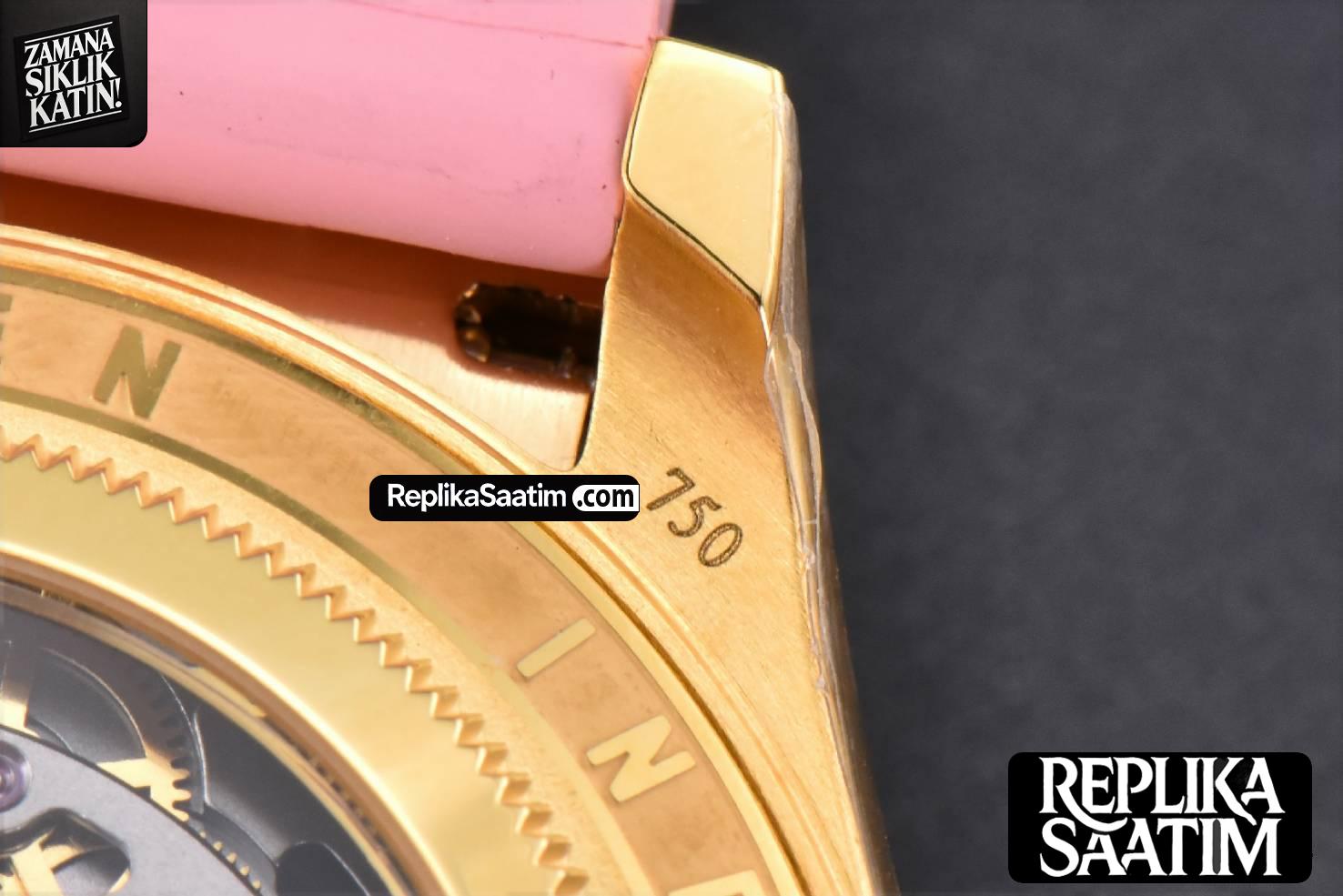 Blaken Daytona PVD RG Carbon 40MM GETF Skeleton Dial Pink Rubber Strap SA4130 -29