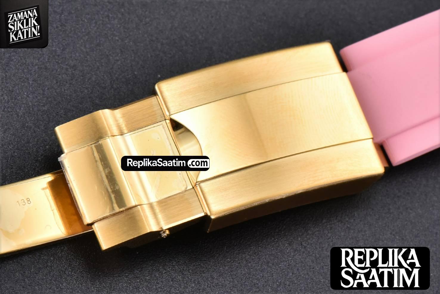Blaken Daytona PVD RG Carbon 40MM GETF Skeleton Dial Pink Rubber Strap SA4130 -36