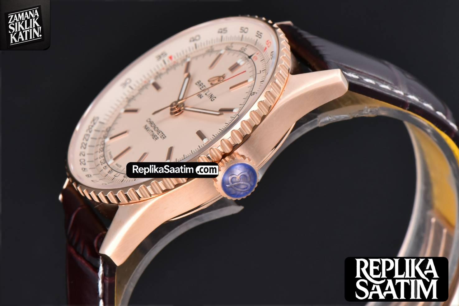 BLNavitimer Automatic 41mm RG  BLSF Silver Dial on Brown Leather Strap A2824 -09