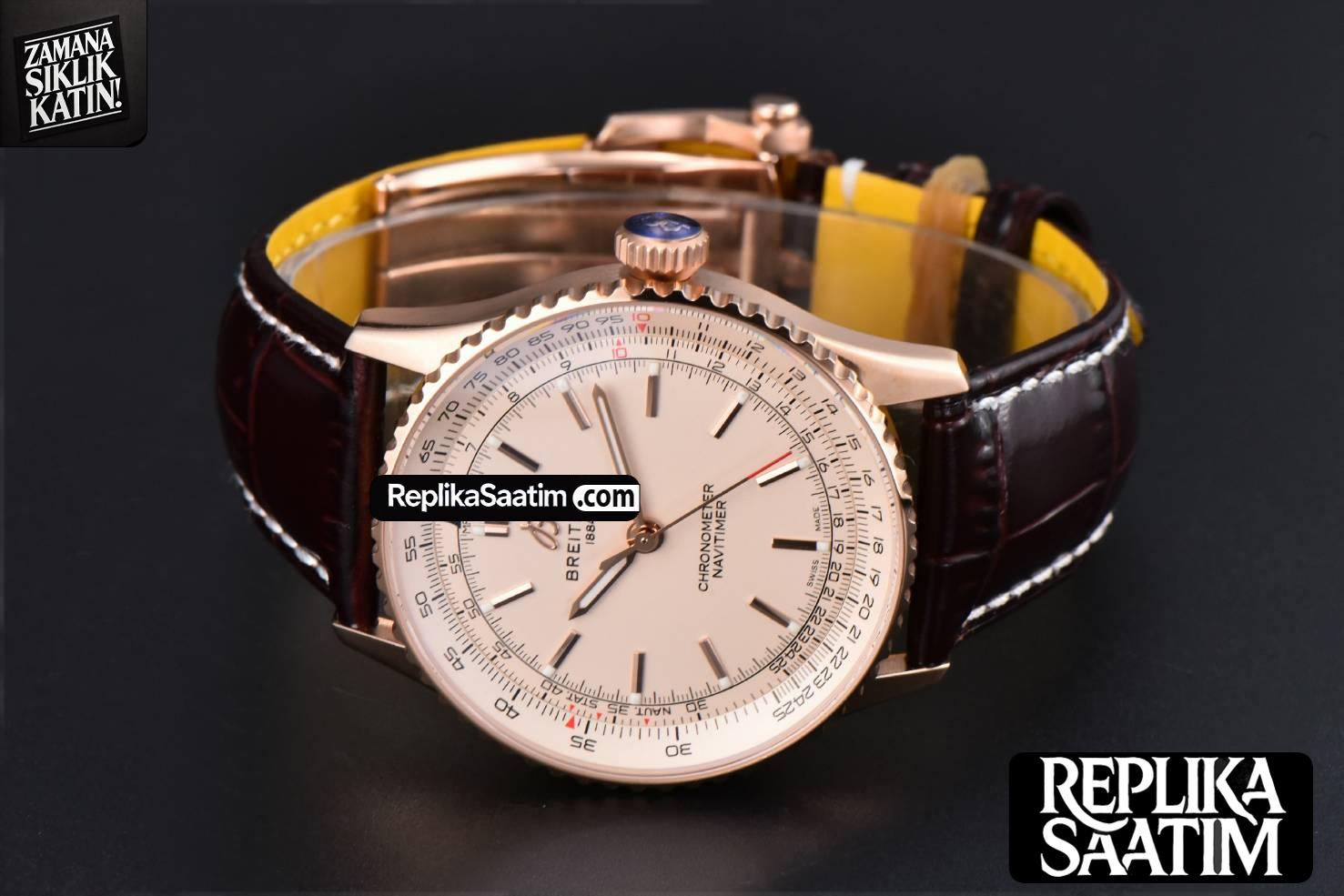 BLNavitimer Automatic 41mm RG  BLSF Silver Dial on Brown Leather Strap A2824 -11
