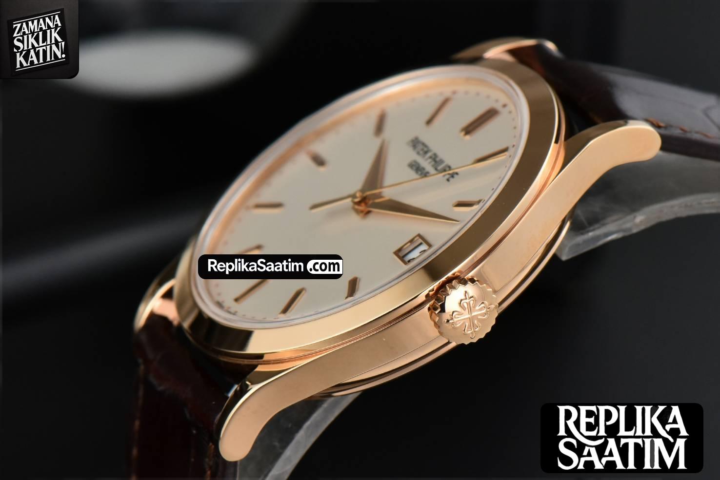 Calatrava 5296R 38mm ZF RG Beige Dial Brown Leather Strap 9015 -07