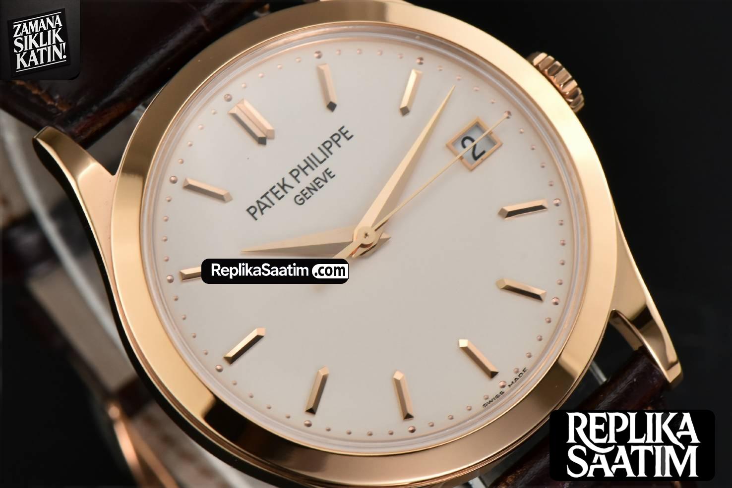 Calatrava 5296R 38mm ZF RG Beige Dial Brown Leather Strap 9015 -08