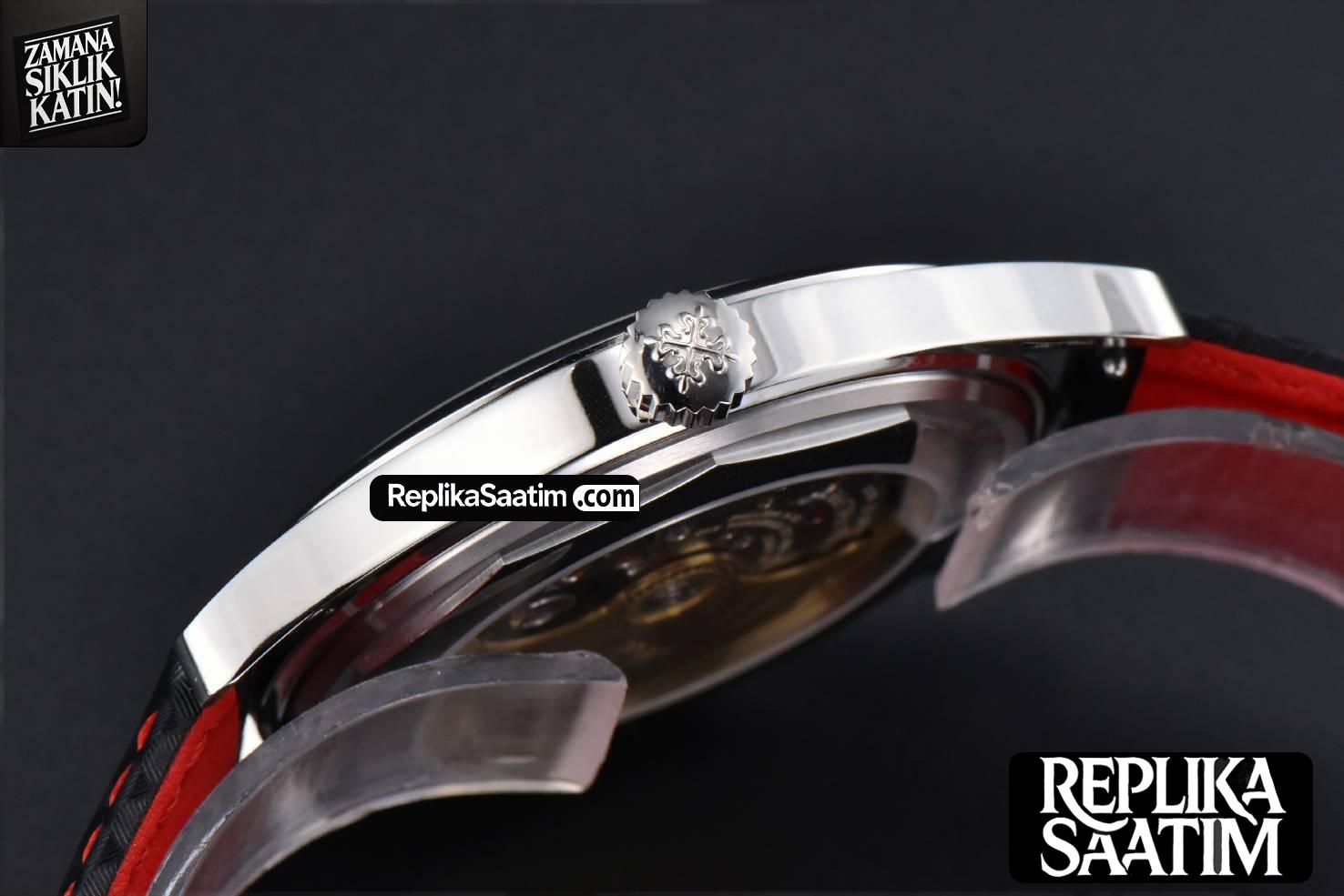 Calatrava 6007G 40mm ZF Black Dial Red Hand Nylon Strap 9015 -14