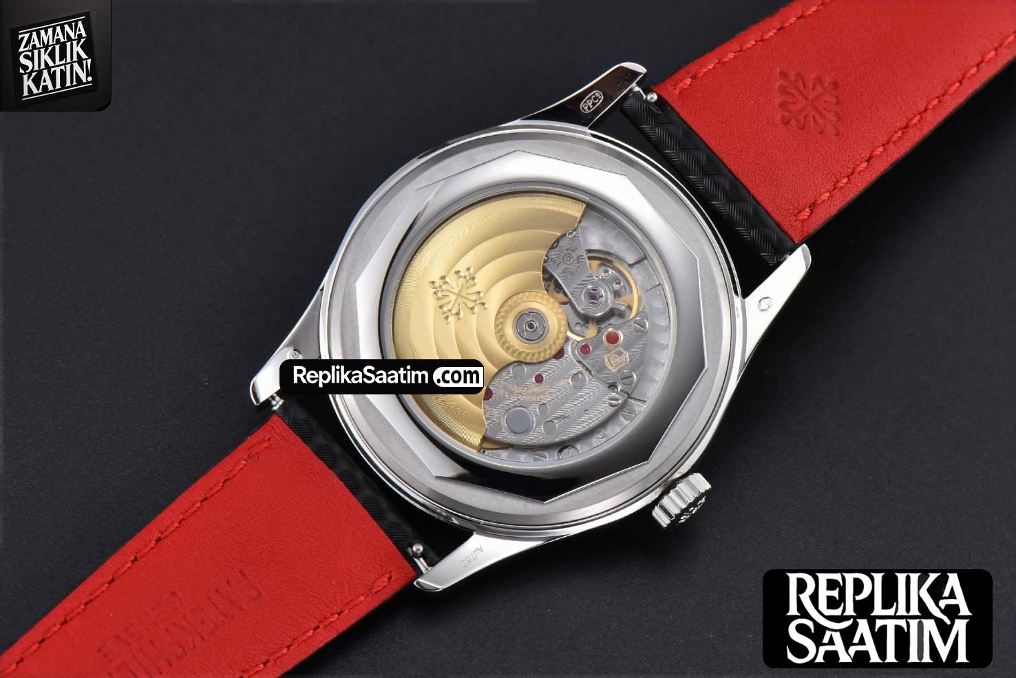 Calatrava 6007G 40mm ZF Black Dial Red Hand Nylon Strap 9015 -15