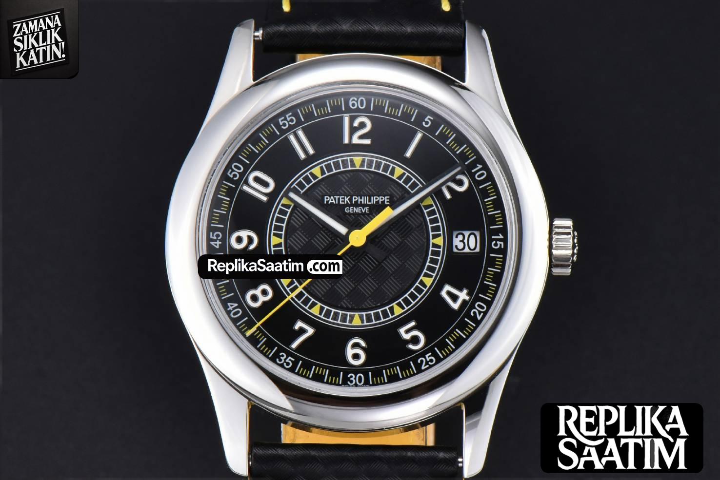 Calatrava 6007G 40mm ZF Black Dial Yellow Hand Nylon Strap 9015 -01