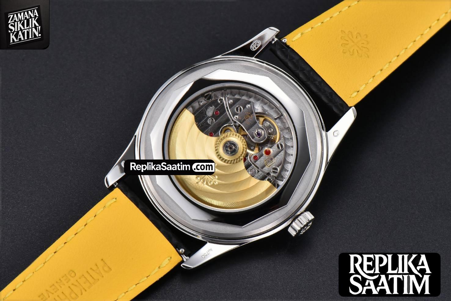 Calatrava 6007G 40mm ZF Black Dial Yellow Hand Nylon Strap 9015 -15