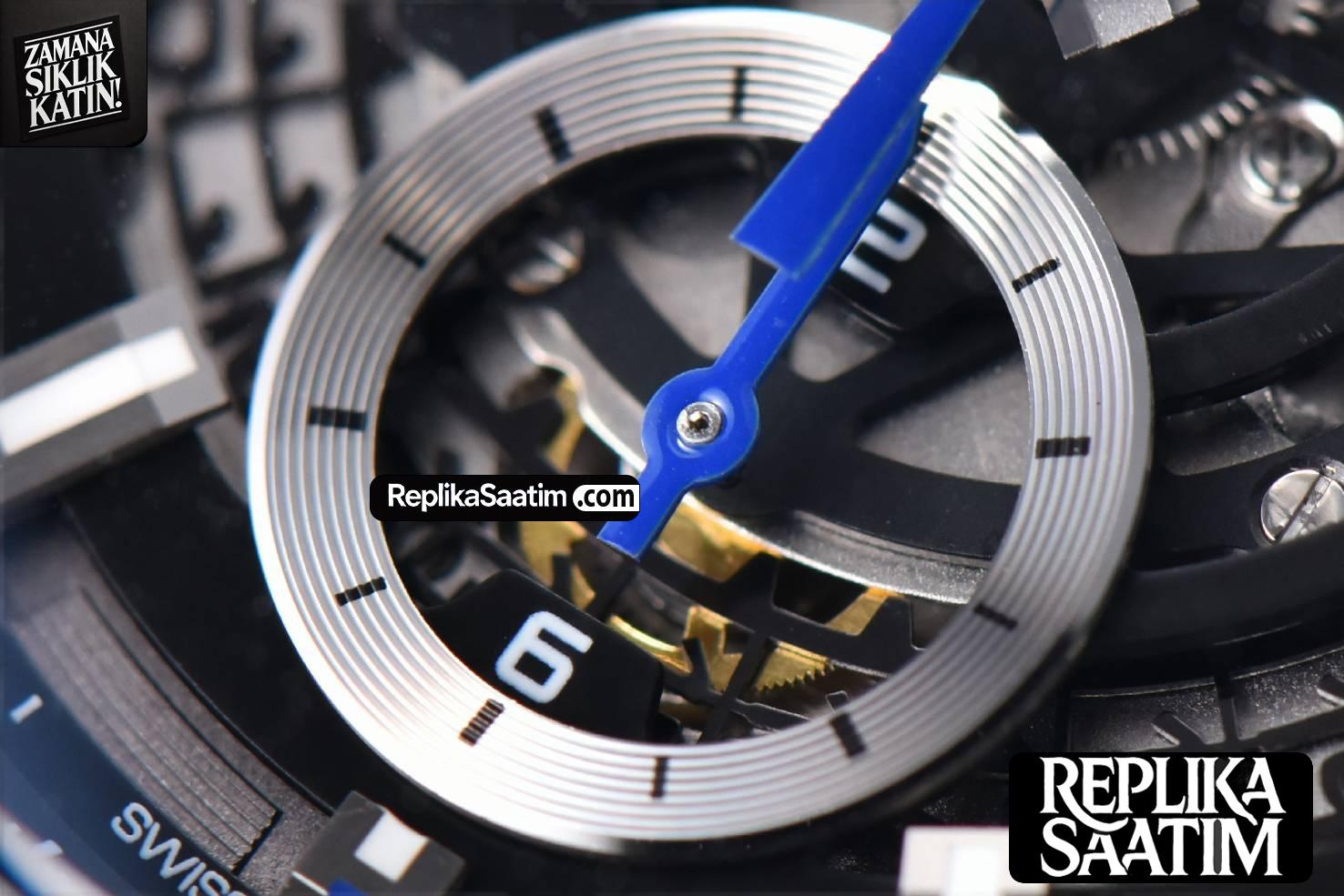 Calibre Heuer 01 Chrono XF 45MM PVD Skeleton Dial Blue Hand Blue Rubber Strap A1887 -07