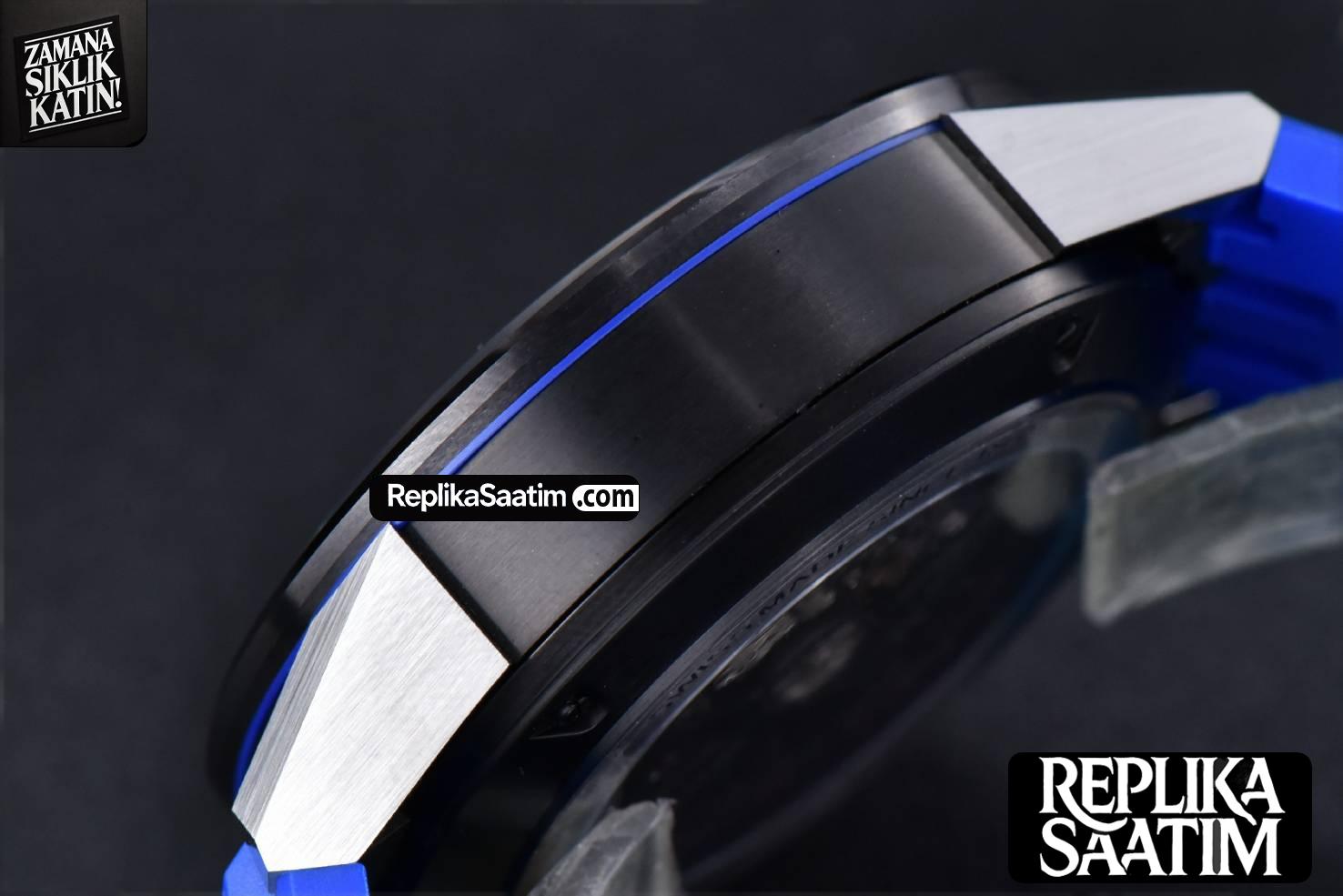 Calibre Heuer 01 Chrono XF 45MM PVD Skeleton Dial Blue Hand Blue Rubber Strap A1887 -11