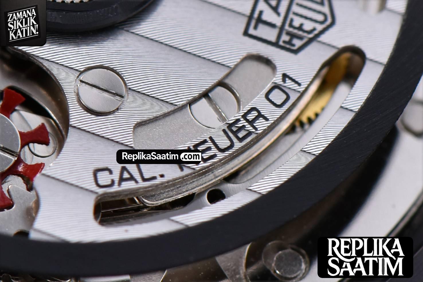 Calibre Heuer 01 Chrono XF 45MM PVD Skeleton Dial Blue Hand Blue Rubber Strap A1887 -18