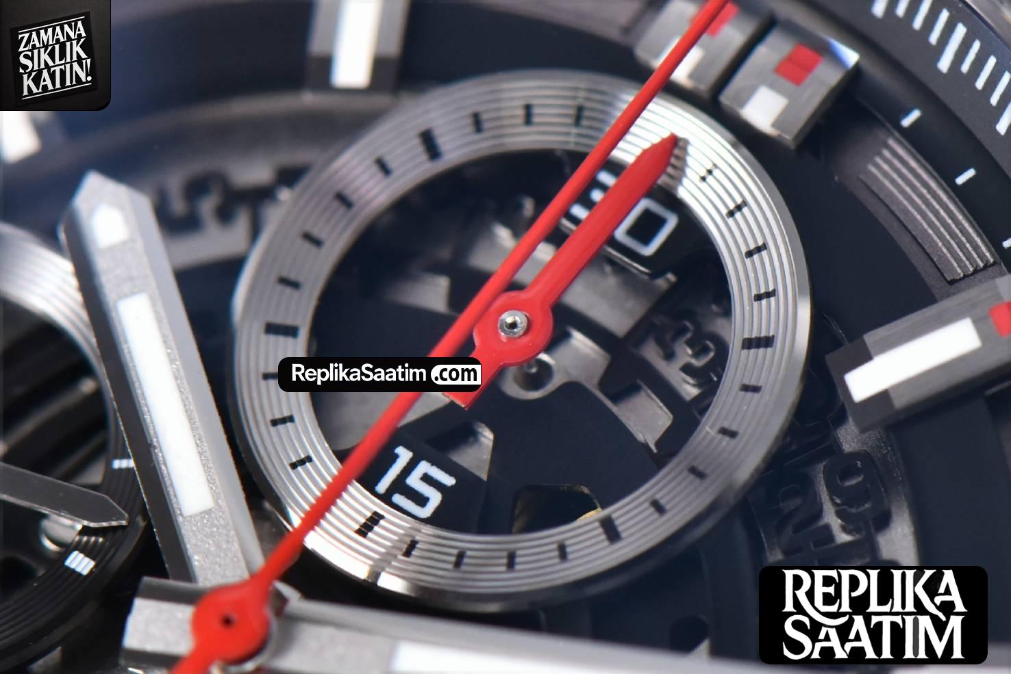Calibre Heuer 01 Chrono XF 45MM PVD Skeleton Dial Red Hand SS Bracelet A1887 -05