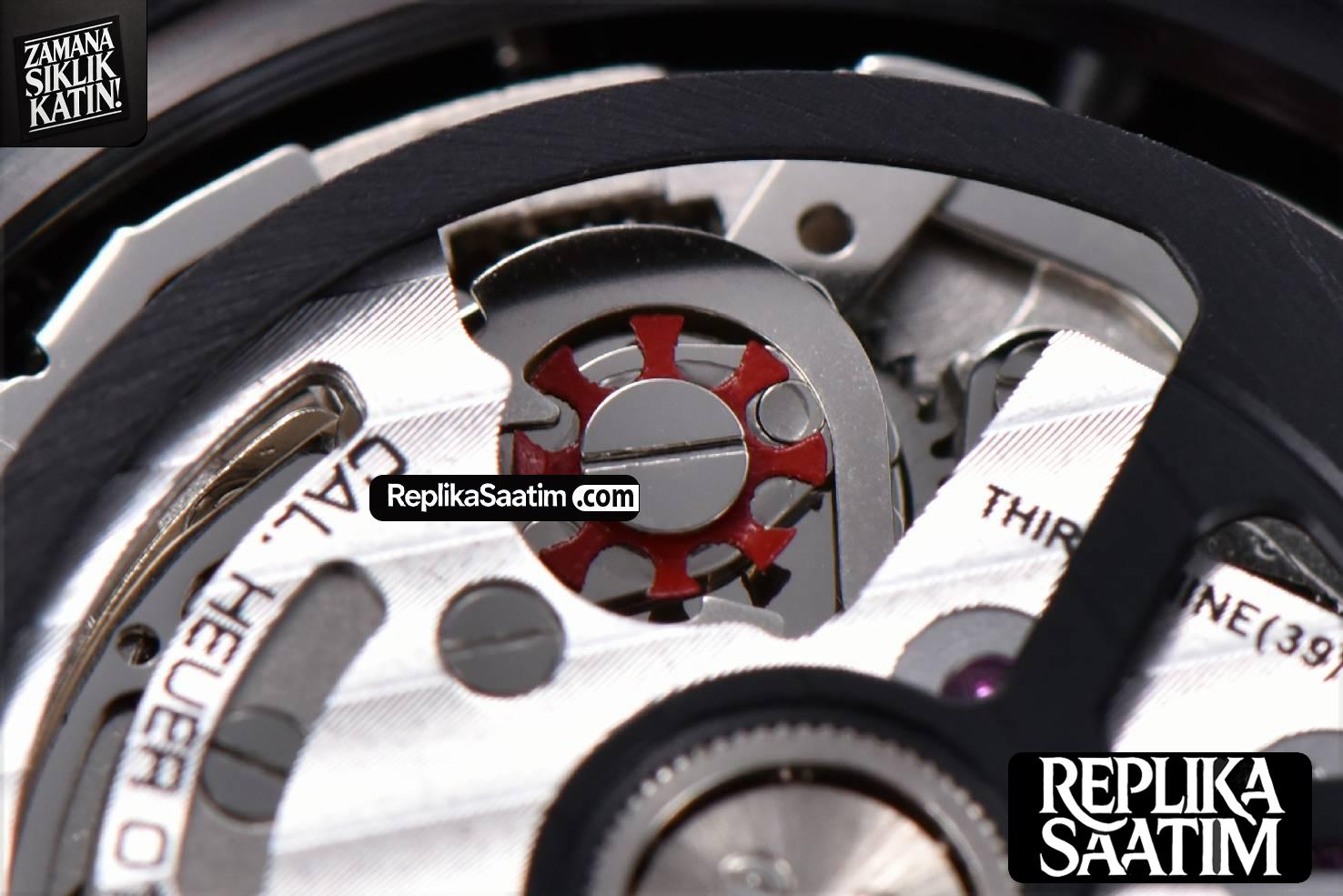 Calibre Heuer 01 Chrono XF 45MM PVD Skeleton Dial Red Hand SS Bracelet A1887 -19