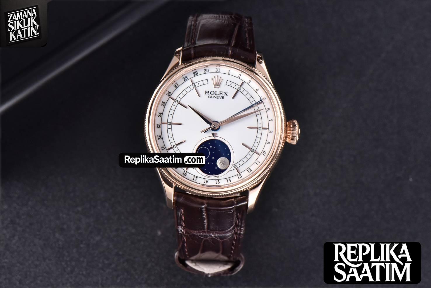 Cellini 50535 40mm Moonphase RG white dial KZF Asia 3195 Mod -02